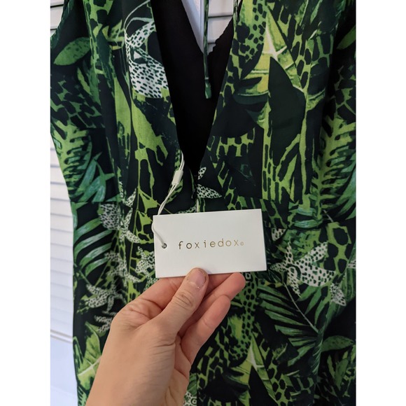 NWT Foxiedox x Anthropologie Green Multicolor Ruffle Maxi Dress - Picture 8 of 8